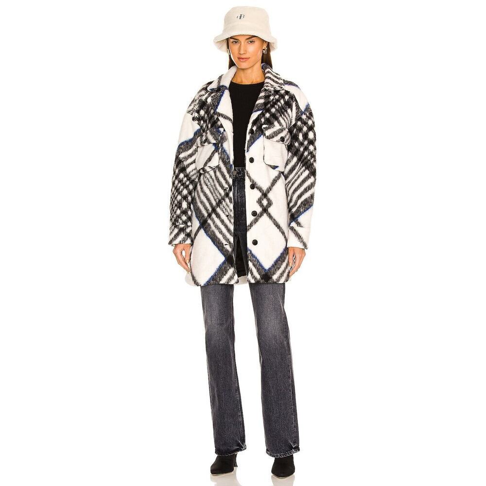 ANINE BING Oakley oversized checked brushed Shirt Jacket size S #2H421